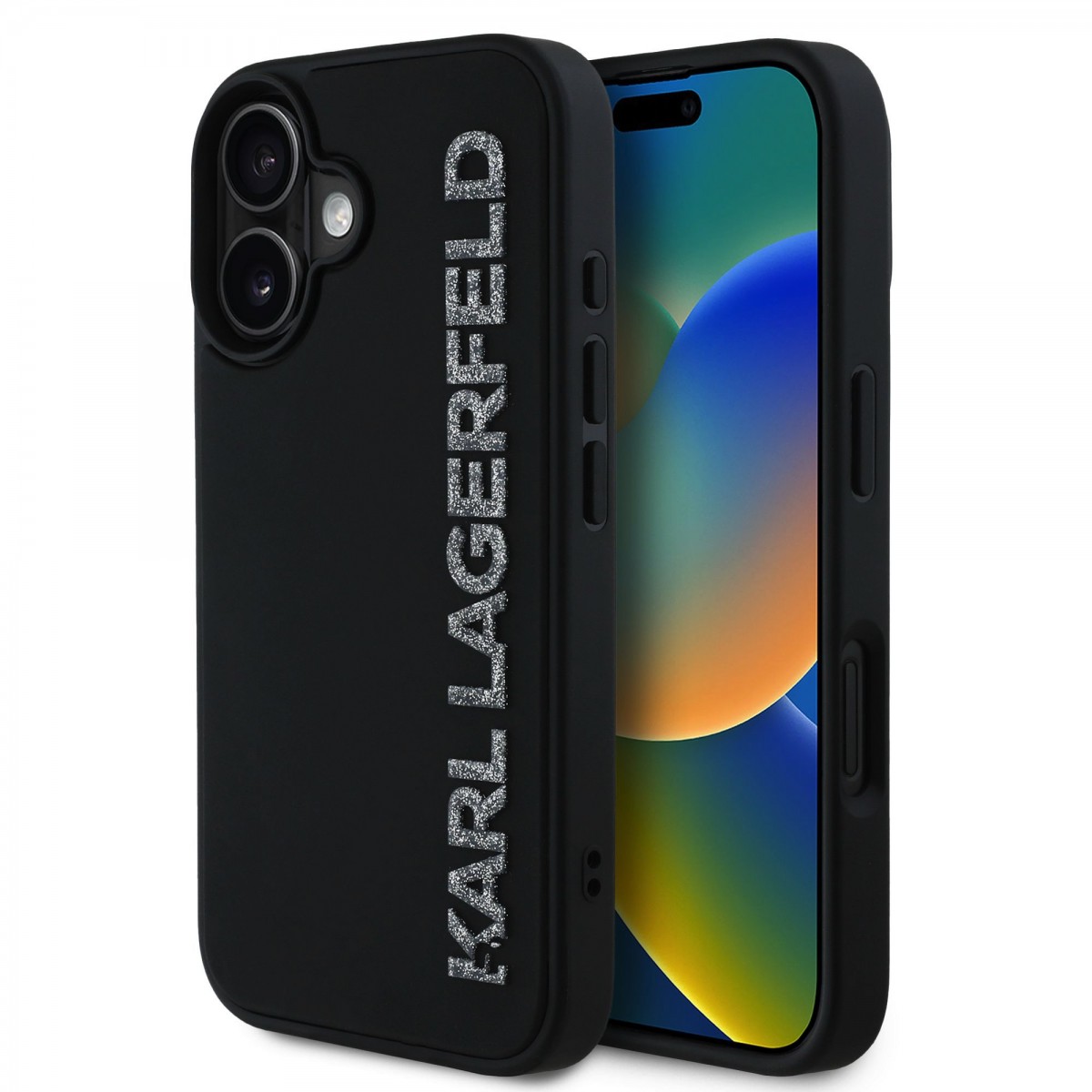 Levně Zadní kryt Karl Lagerfeld 3D Rubber Glitter Logo pro iPhone 16 Black