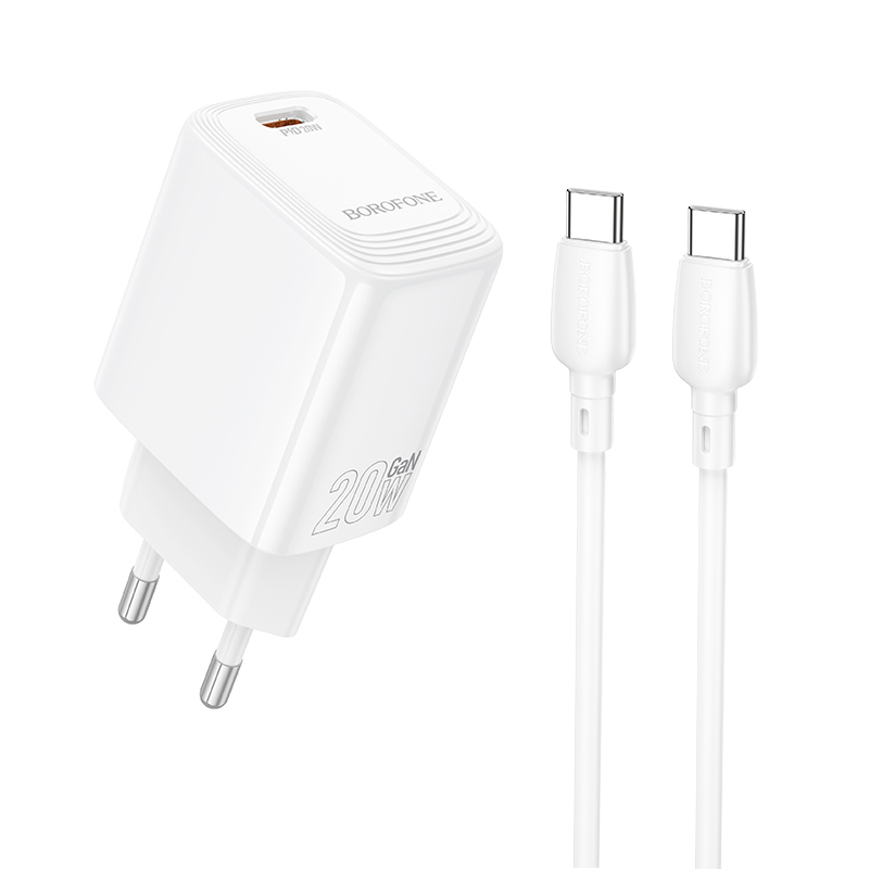 Levně Rychlonabíječka Borofone BN26 Fuente s datovým kabelem USB-C 20W bílá