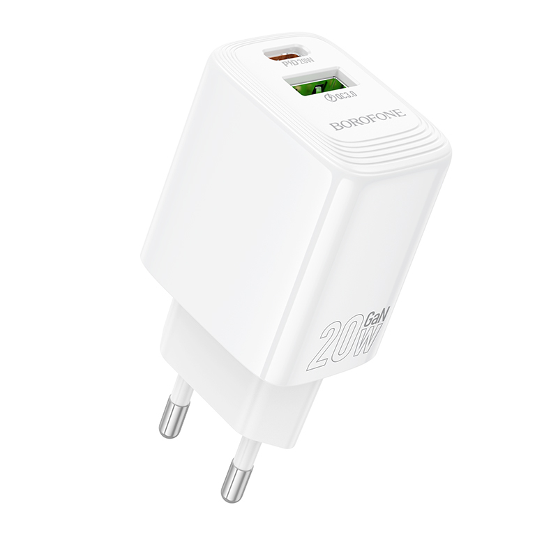 Levně Adaptér Borofone BN27 Fuente s funkcí rychlonabíjení 20W Dual bílý