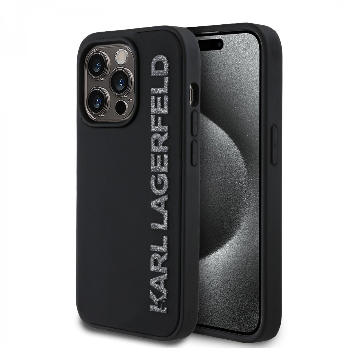 Levně Zadní kryt Karl Lagerfeld 3D Rubber Glitter Logo pro iPhone 14 Pro Black