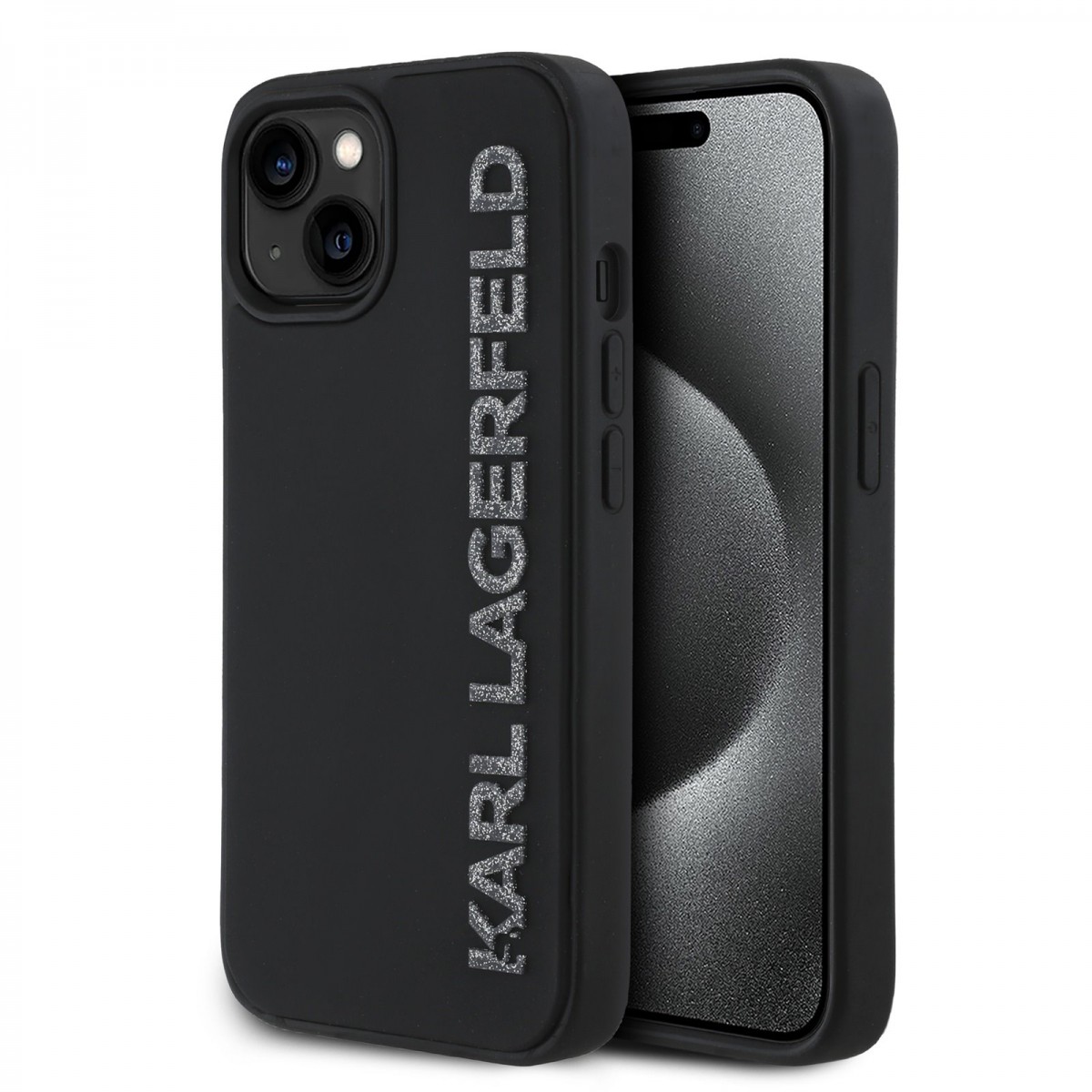 Levně Zadní kryt Karl Lagerfeld 3D Rubber Glitter Logo pro iPhone 14 Black
