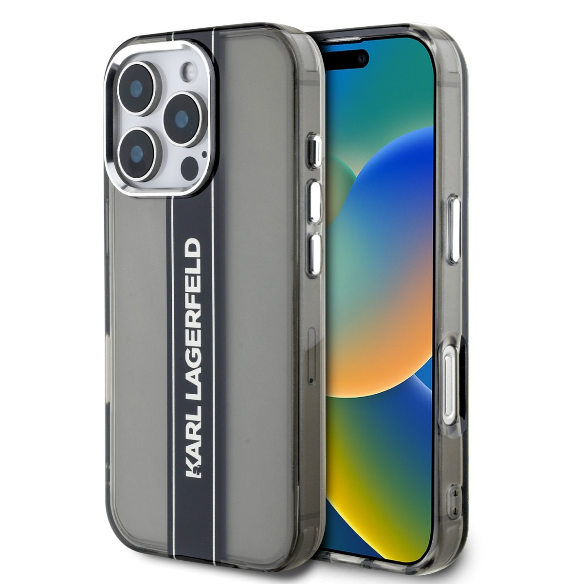 Levně Zadní kryt Karl Lagerfeld IML Stripe Logo pro iPhone 16 Pro Max Black