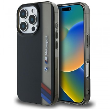 Originální zadní kryt BMW Motorsport IML Vertical Stripe pro iPhone 16 Pro Max černý