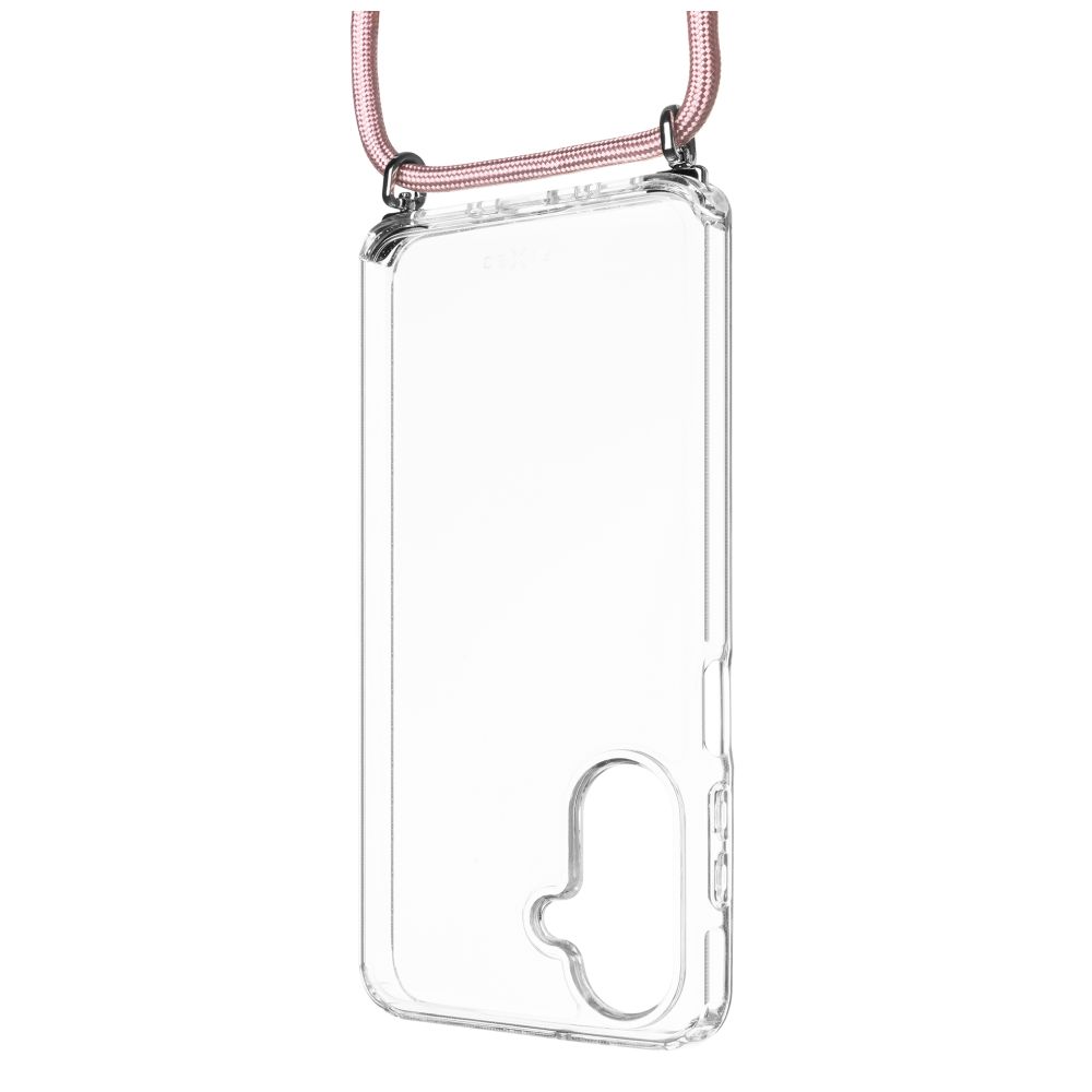 Levně Zadní kryt FIXED Pure Neck s odnímatelnou růžovou šňůrkou na krk pro Samsung Galaxy A26 5G