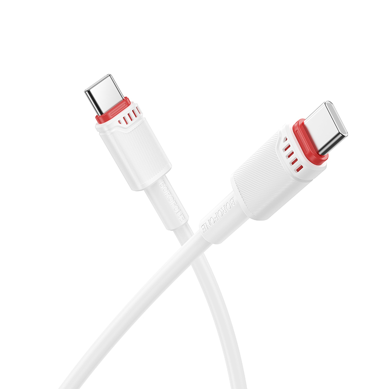 Levně Datový kabel Borofone BX110 Beneficio USB-C - USB-C 60W 3A 1m bílý