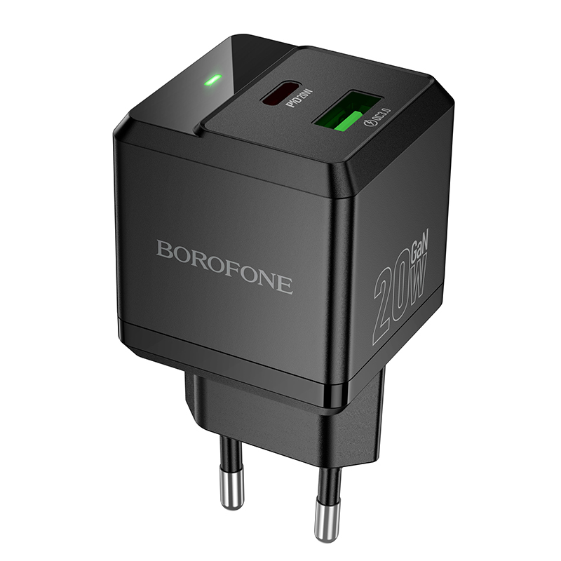 Levně Adaptér Borofone BN19 Intenso GaN s funkcí rychlonabíjení PD 20W QC 3.0 3A černý