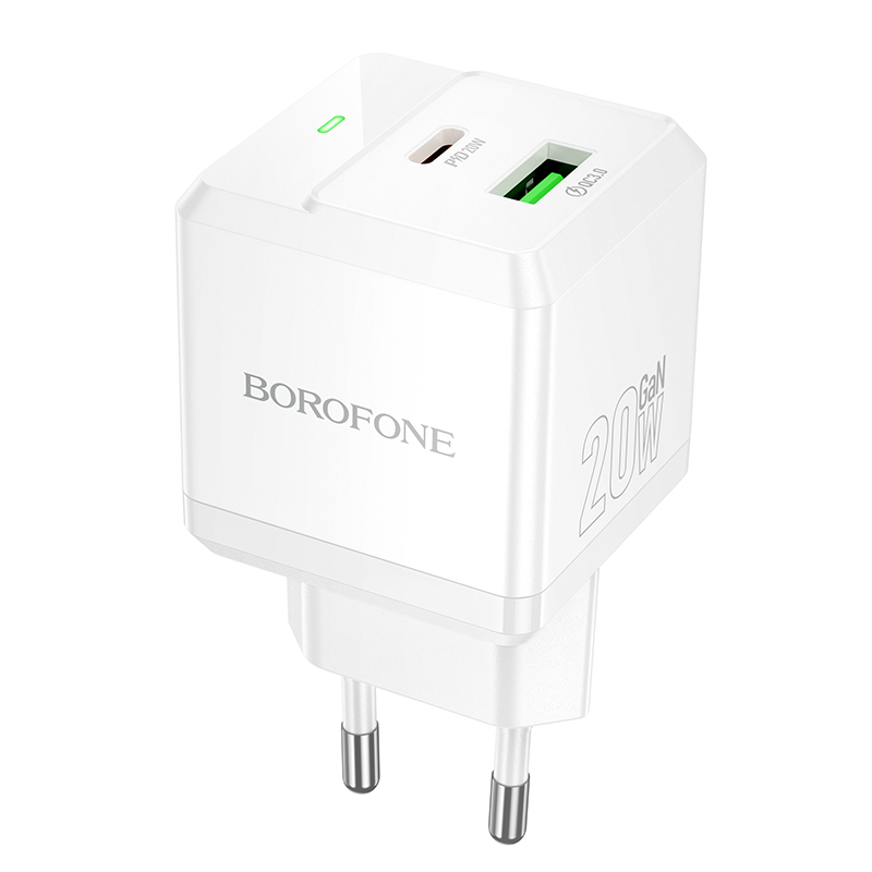 Levně Adaptér Borofone BN19 Intenso GaN s funkcí rychlonabíjení PD 20W QC 3.0 3A bílý