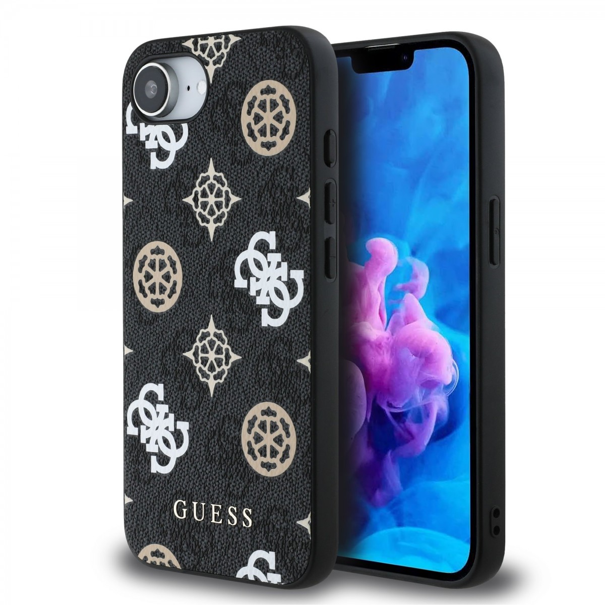 Levně Zadní kryt Guess PU 4G Peony MagSafe pro iPhone 16e Black