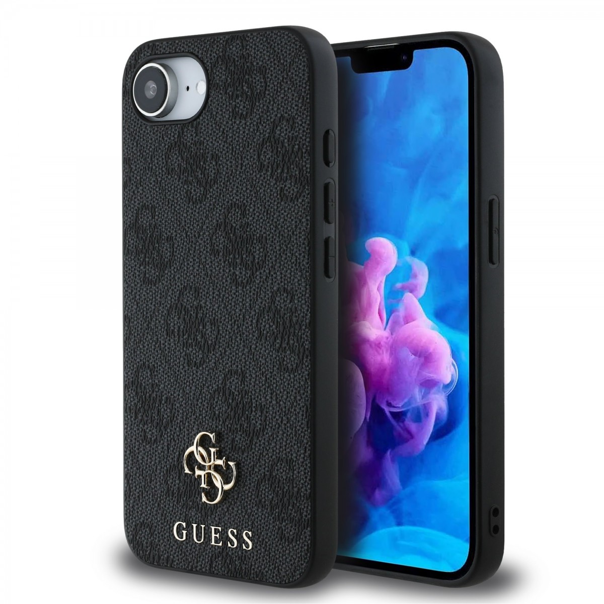 Levně Zadní kryt Guess PU 4G Small Metal Logo MagSafe pro iPhone 16e Grey