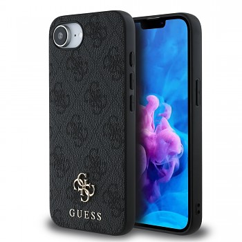 Zadní kryt Guess PU 4G Small Metal Logo MagSafe pro iPhone 16e Grey