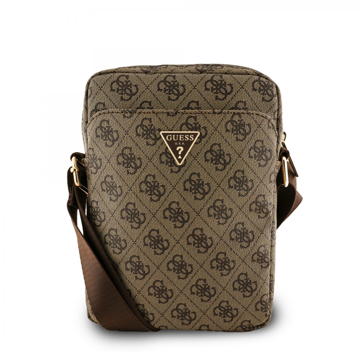 Levně Kabelka Guess PU 4G Triangle Logo 8" Brown