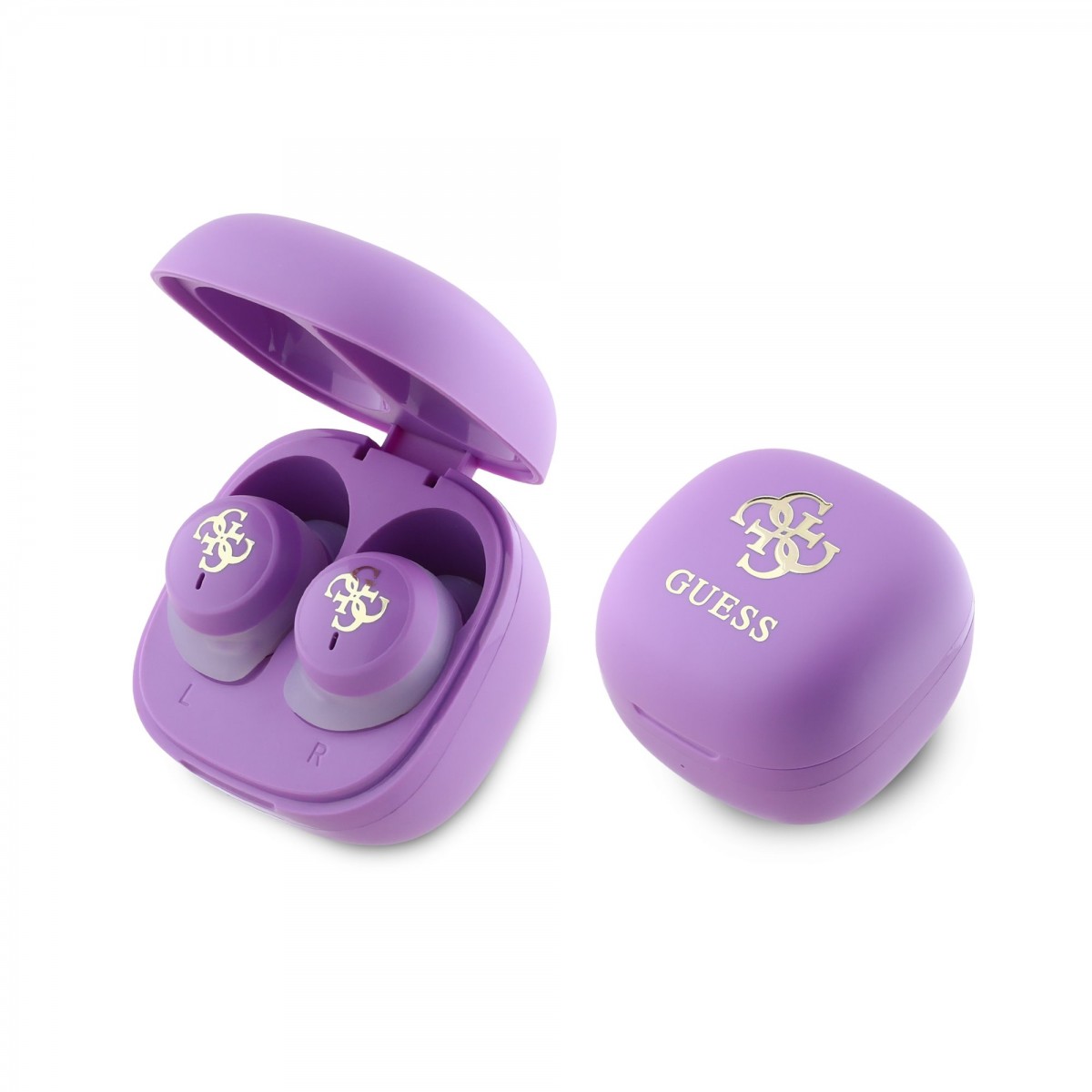 Bezdrátová sluchátka Guess 4G Logo Mini TWS Purple