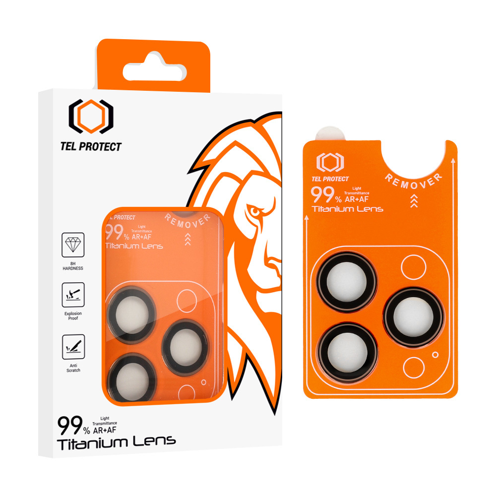 Levně Tvrzené sklo Tel Protect Titanium Lens 99% AR na fotoaparát pro iPhone 16 Pro-16 Pro Max titanium (3 pcs)