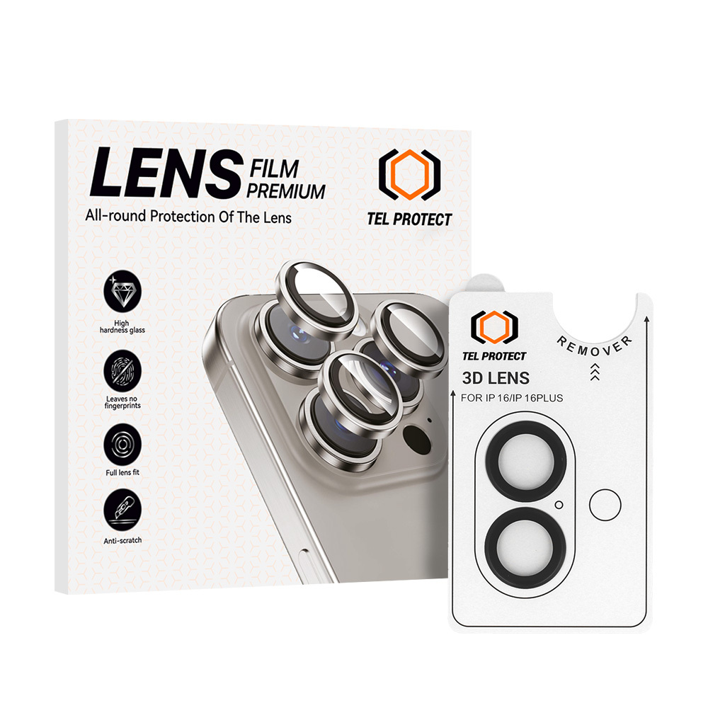 Levně Tvrzené sklo Tel Protect 3D Lens na fotoaparát pro iPhone 16-16 Plus black (2 pcs)