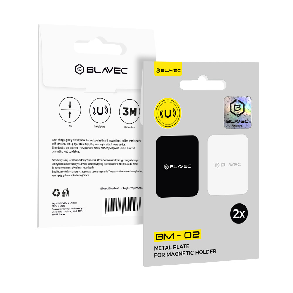 Levně Sada 2 ks kovových lepících žetonů Blavec BM-02 black + silver