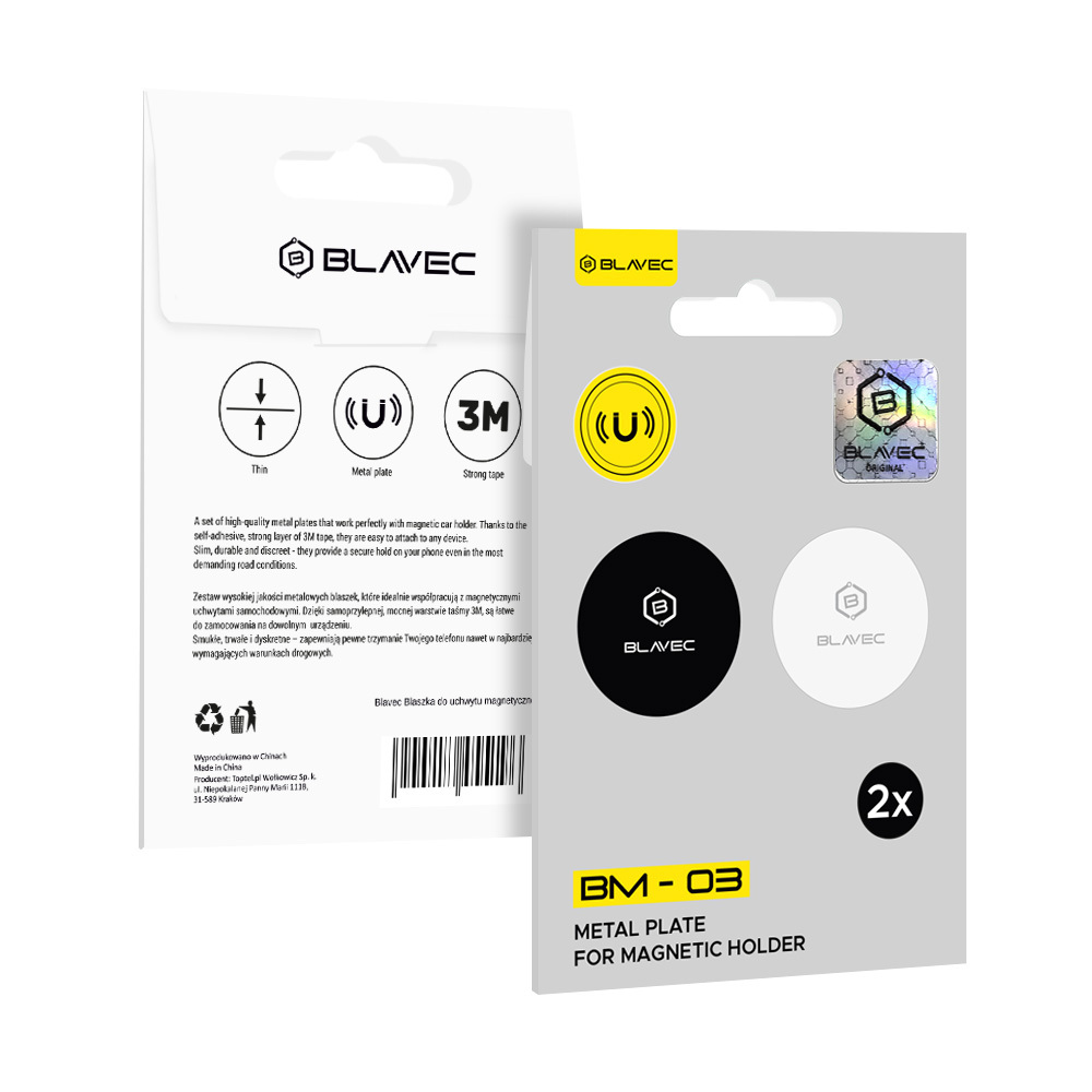 Levně Sada 2 ks kovových lepících žetonů Blavec BM-03 black + silver