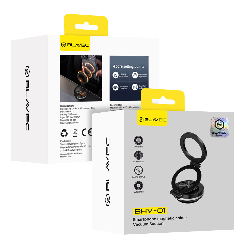Levně Držák do auta Blavec BHV-01 electric, vacuum, magnetic (BHV01-EPMB) černý