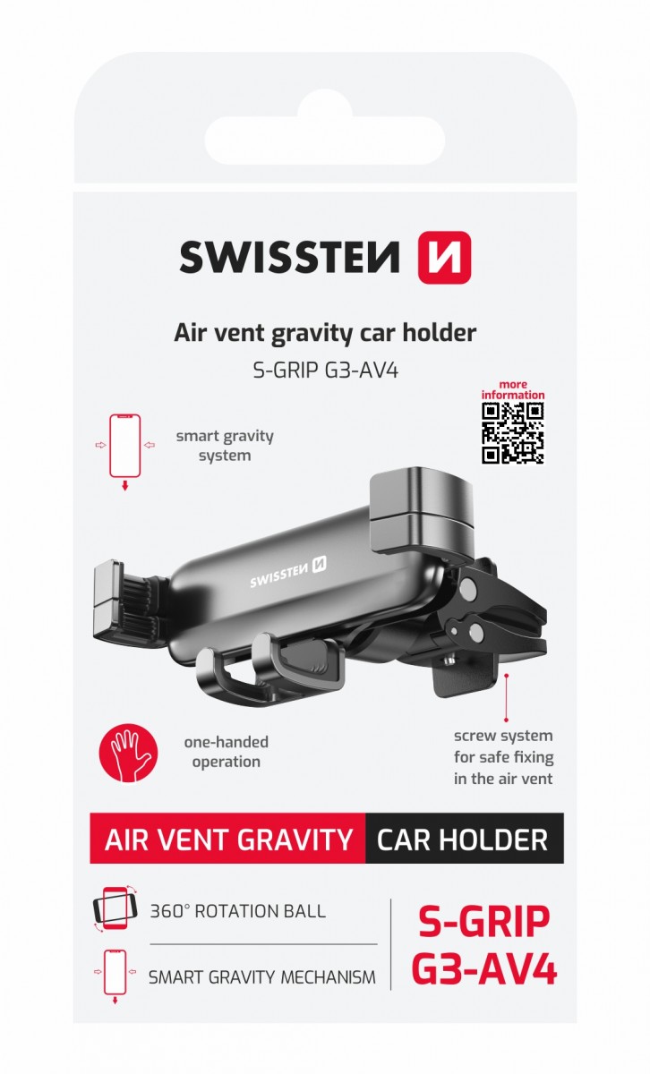 Levně Držák Swissten Gravity S-Grip G3-AV4 do ventilace černý