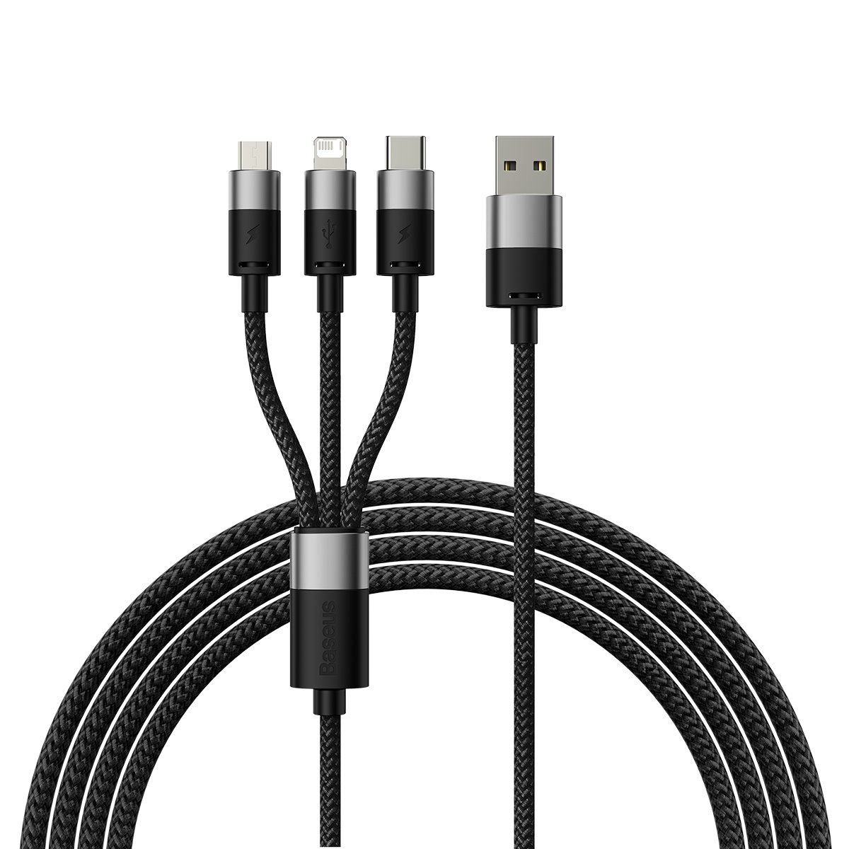Levně Datový kabel Baseus StarSpeed 3v1 Fast Charging USB-A - USB-C-Lightning-MicroUSB 20W 3.5A 1.2m Black