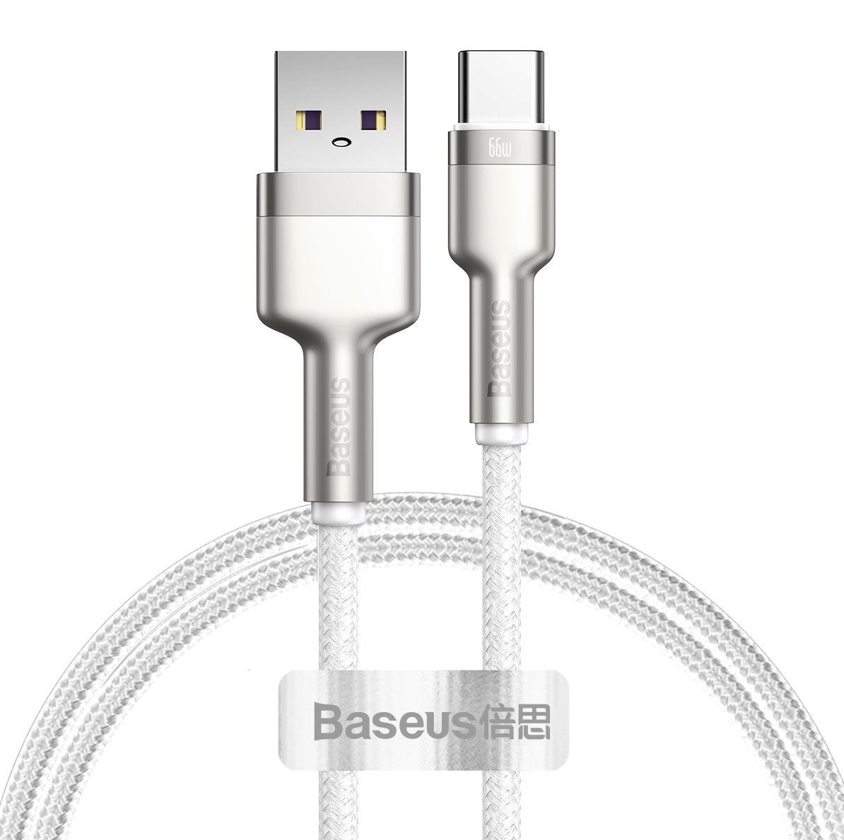 Levně Datový kabel Baseus Cafule Metal Series USB-A - USB-C 66W 1m White