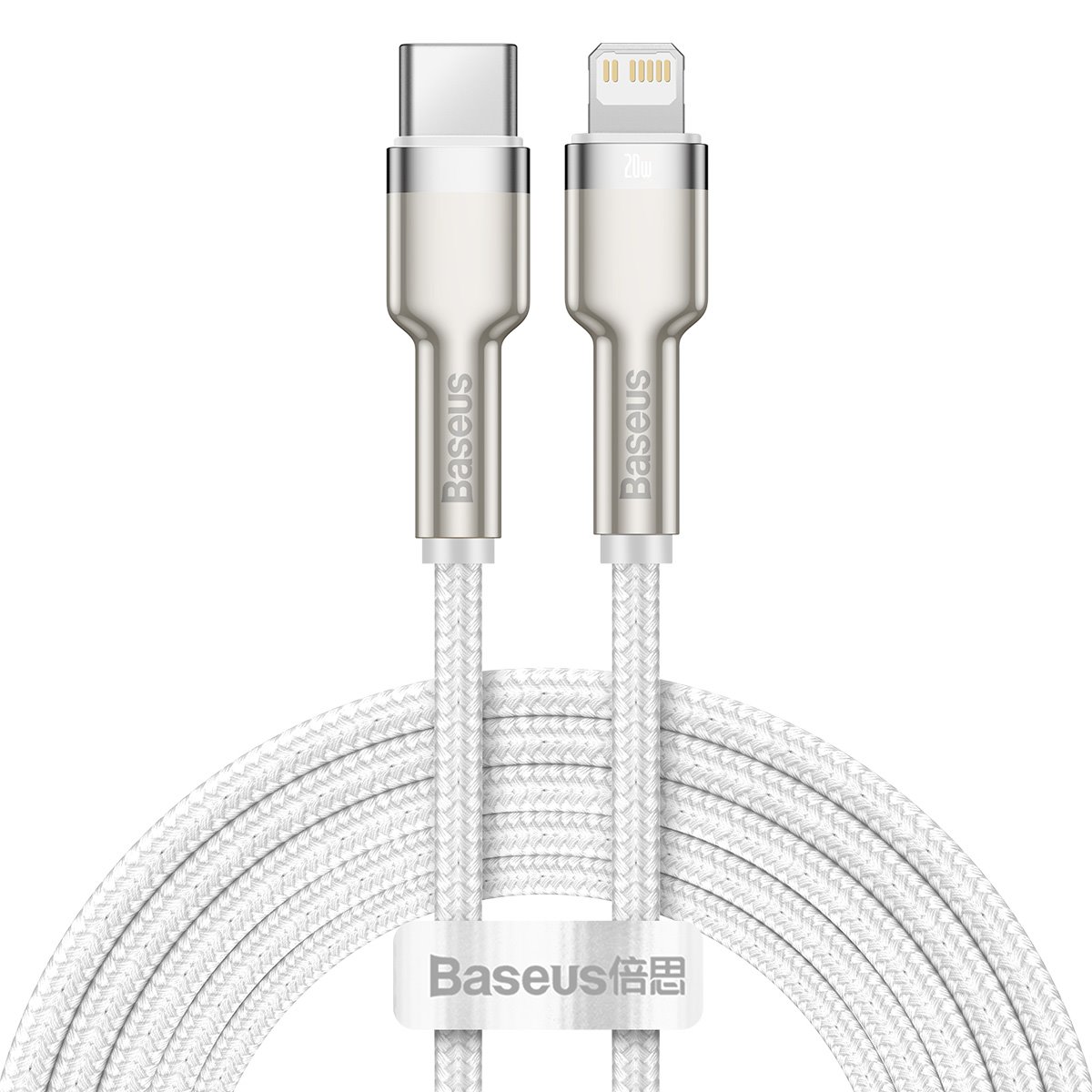 Levně Datový kabel Baseus Cafule Metal Series USB-C - Lightning 20W 2m White