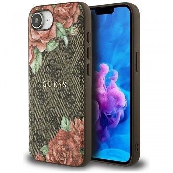 Zadní kryt GUESS 4G Flowers Print MagSafe pro iPhone 16e brown