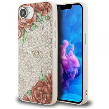 Zadní kryt GUESS 4G Flowers Print MagSafe pro iPhone 16e pink