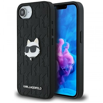 Zadní kryt KARL LAGERFELD Monogram Choupette Head Pin pro iPhone 16e black