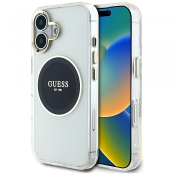 Zadní kryt GUESS IML Metal Colored Circle Classic Logo MagSafe pro iPhone 16 black