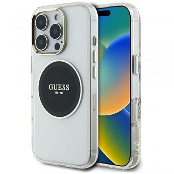 Zadní kryt GUESS IML Metal Colored Circle Classic Logo MagSafe pro iPhone 16 Pro black