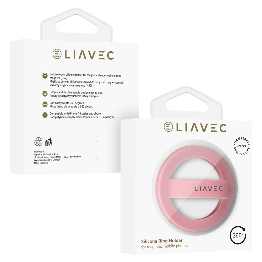 Levně Prsten na mobil Liavec Magsafe pink