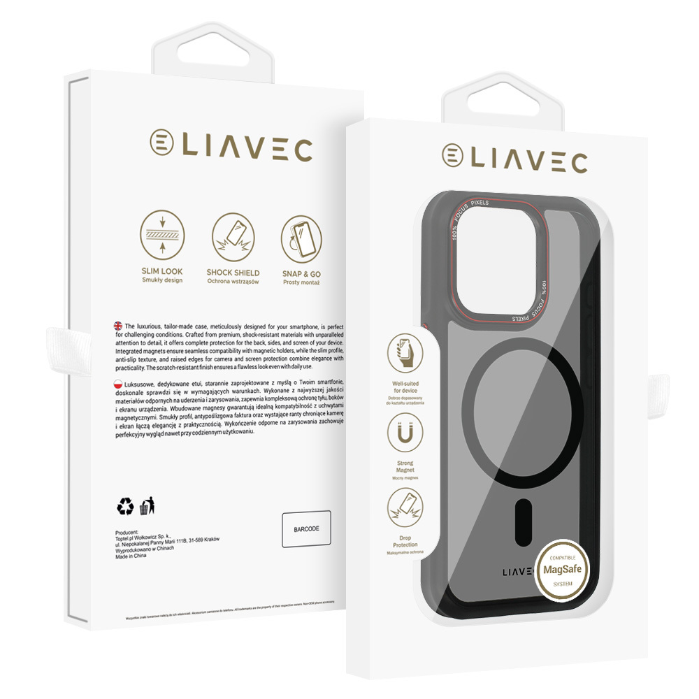Levně Zadní kryt Liavec Hybrid Smoke Magsafe pro iPhone 15 Pro Max