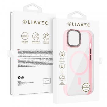Zadní kryt Liavec Hybrid Magsafe Clear pro iPhone 15 light pink