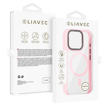 Zadní kryt Liavec Hybrid Magsafe Clear pro iPhone 15 Pro light pink