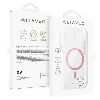Zadní kryt Liavec Glossy Magsafe Clear pro iPhone 13-14 pink