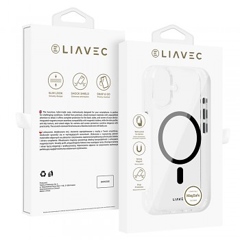 Zadní kryt Liavec Glossy Magsafe Clear pro iPhone 16 black