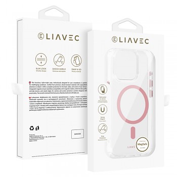 Zadní kryt Liavec Glossy Magsafe Clear pro iPhone 16 Pro pink