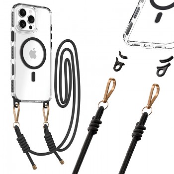 Zadní kryt Tel Protect Strap Clear pro iPhone 15 Pro black