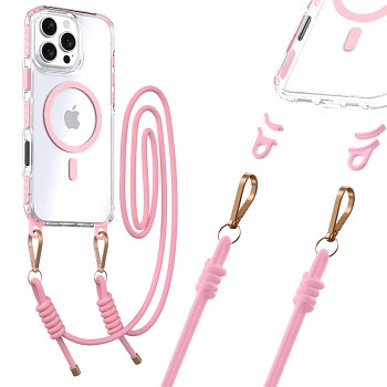 Zadní kryt Tel Protect Strap Clear pro iPhone 15 Pro pink