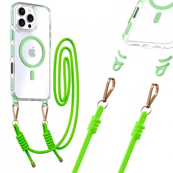 Zadní kryt Tel Protect Strap Clear pro iPhone 16 Pro Max green