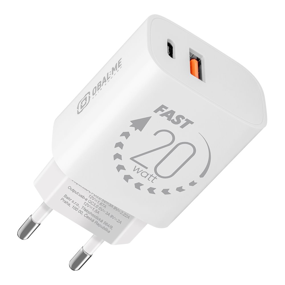 Levně Adaptér OBAL:ME USB-A + USB-C 20W White