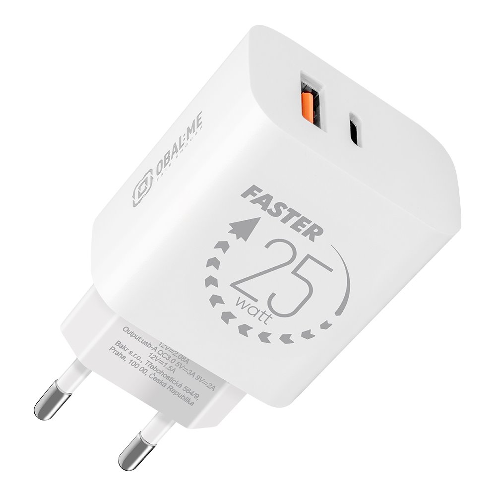 Levně Adaptér OBAL:ME USB-A + USB-C 25W White