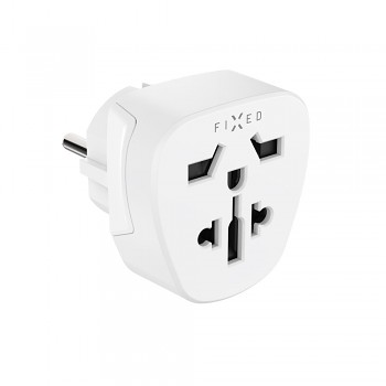Adaptér FIXED EU Adapter 2 pro zapojení UK, US, AUS nabíječek do EU zásuvek, bílý