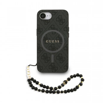 Zadní kryt Guess PU Leather 4G Colored Ring Strap MagSafe pro iPhone 16e Black