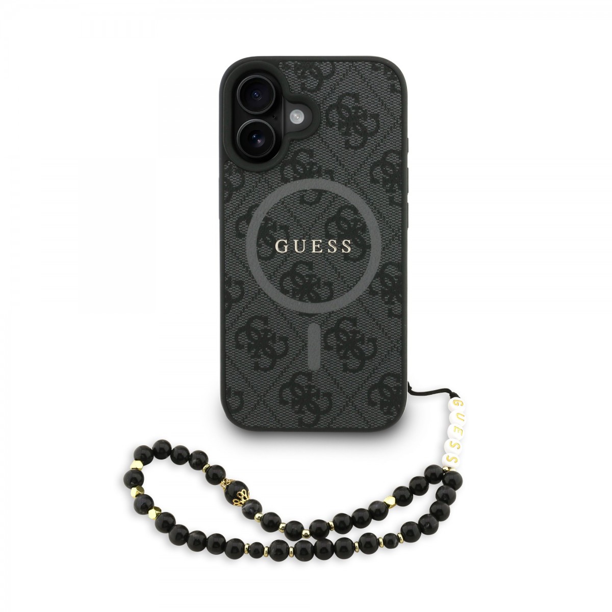 Levně Zadní kryt Guess PU Leather 4G Colored Ring Strap MagSafe pro iPhone 16 Black