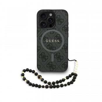 Zadní kryt Guess PU Leather 4G Colored Ring Strap MagSafe pro iPhone 15 Pro Max Black