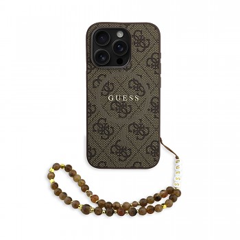 Zadní kryt Guess PU Leather 4G Colored Ring Strap MagSafe pro iPhone 15 Pro Max Brown