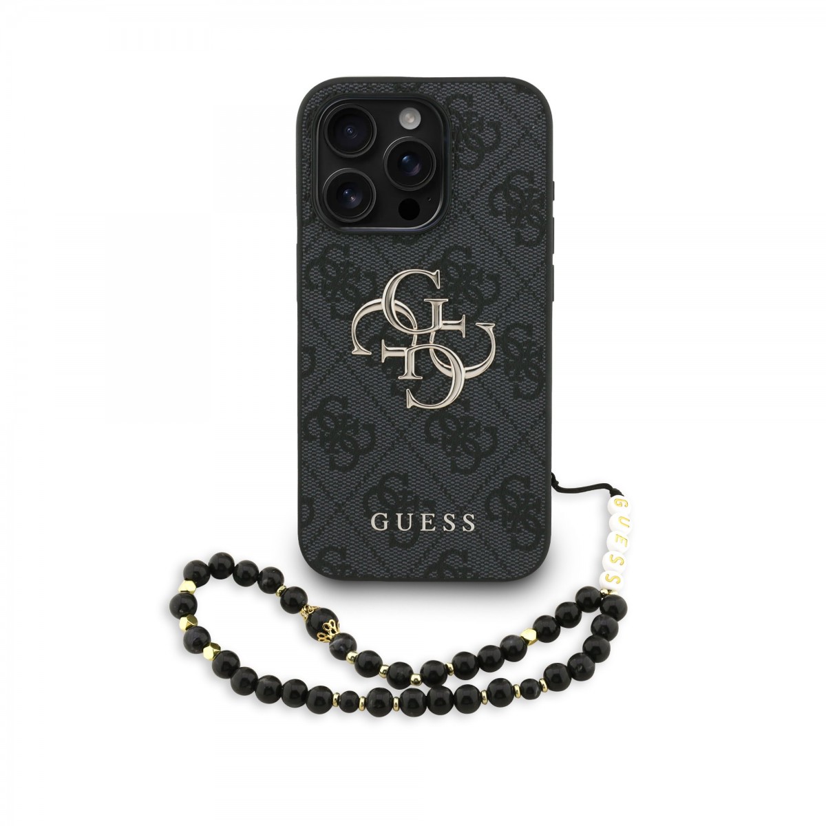 Levně Zadní kryt Guess PU 4G Metal Logo Strap pro iPhone 15 Pro Max Black
