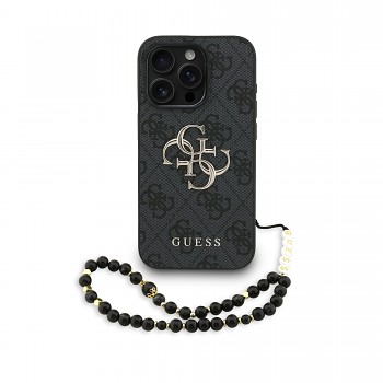 Zadní kryt Guess PU 4G Metal Logo Strap pro iPhone 15 Pro Max Black