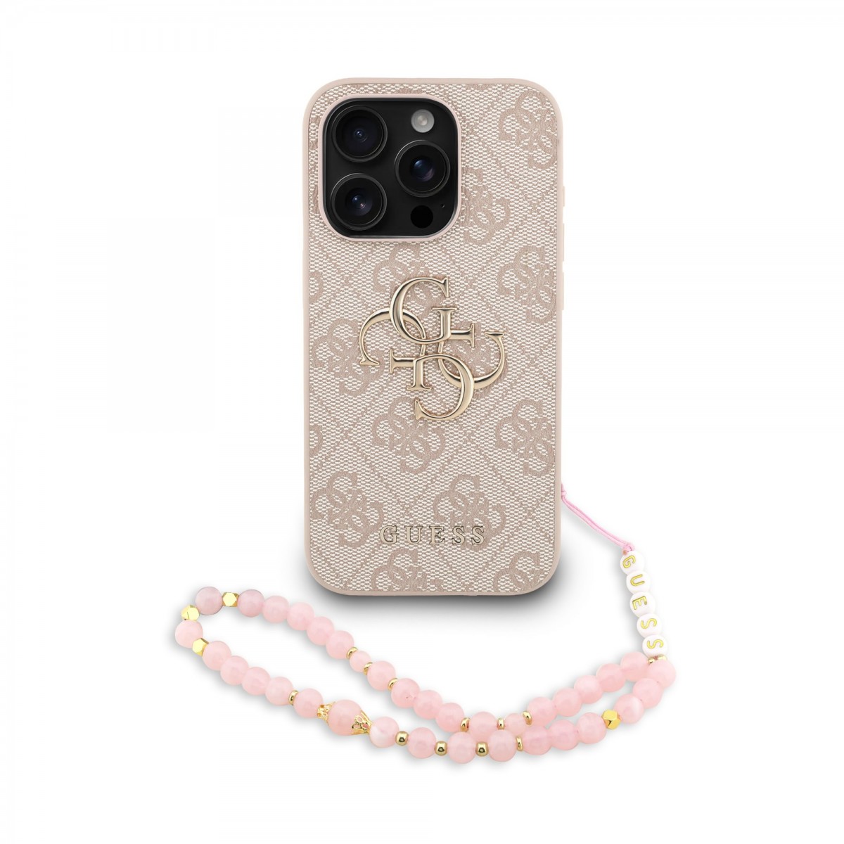 Levně Zadní kryt Guess PU 4G Metal Logo Strap pro iPhone 15 Pro Max Pink